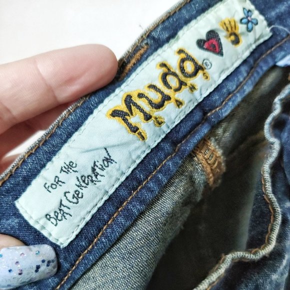 Vintage 90s MUDD Flare Low Rise Jeweled Jeans Size 5 - Picture 6 of 7
